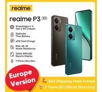 Realme P3 5G Smartphone, Qualcomm Snapdragon 6 Gen 4, batterie 6000mAh 45W Charge rapide,Affichage AMOLED 120Hz 1080 x 2400P de 6,67 pouces, Caméra 50MP, IP68 / IP69 Android 15 Téléphone mobile vert