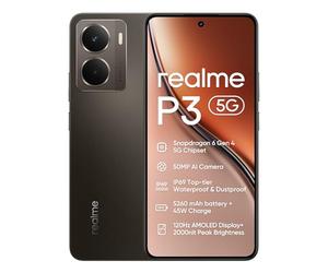realme P3 Smartphone 5G,8+256GB,Batterie 5260 mAh,45W Charge,Chipset Snapdragon 6 Gen 4,Appareil Photo AI 50MP,Écran e-Sport Pro 2000 nits 120Hz,IP69,Gris(sans Adaptateur)