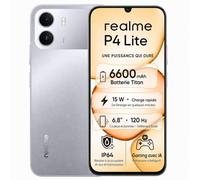 realme P4 Lite Smartphone, 4+64 GB, Batterie Titan 6600mAh, Écran 6.8" 120Hz, Jusqu’à 12 Go RAM Dynamique, Protection ArmorShell, Longue Autonomie Charge Rapide Téléphone, Gris
