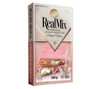 REALMIX Chocolat Rose | Véritable chocolat à la framboise avec barbe à papa, pistaches et kadaïf | Fabriqué à Dubaï U.A.E. | 100g