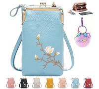 REALOKMAN Indefinitet Women Sling Cross-Body Wallet with Mobile Cell Phone Holder Pocket Purse Lightweight Mini Coin Clutch Bag(Blue)