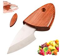 REALOKMAN Stainless Steel Fruit Pocket Knife, Portable Outdoor Multi-function Small Keychain Box Cutter, Wood Grain Abs Handle, For Everyday Carry, Camping, Fruit Cutting, And Box Opening