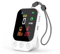 RealPlus Détecteur de Monoxyde de Carbone 3-en-1 - Détecteur CO, Température et Humidité avec Alarme de 85 DB, Portable, Rechargeable, Support et Trou de Fixation pour Maison, Voyage et Bureau