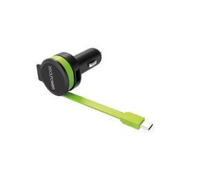 Realpower 257636 Car Charger C - Integrated USB-C Cable + 1x USB