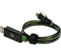 RealPower Câble USB USB 2.0 USB-A mâle, Connecteur Lightning 0.75 m vert avec LED 185962