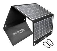 RealPower Chargeur Solaire 22 W - Panneau Solaire monocristallin Pliable avec Port USB QC 3.0 - ETFE étanche - Léger pour Tablette, Smartphone, Batterie Externe et Voyage en Camping