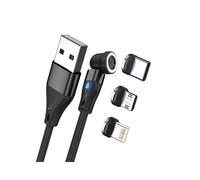 RealPower MagneticCharge3 Câble USB 0.2m USB A Mâle Noir avec Adaptateur et Connecteur Magnétique, Type de Câble Rond, Longueur 0.2 mètre, 1 Pièce