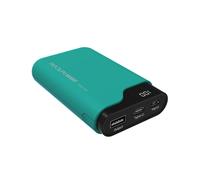RealPower PB-7500C Batterie Externe 7500mAh Noir/Vert, 1x USB-A 2.1A, USB Type-C/Micro-USB, Ecran, Charge Mobile/Tablette, 103x63.5x22mm