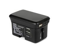 RealPower TravelCharge-4k Chargeur Universel USB, Recharge sans fil, 2xUSB 2.0, Batterie 4000mAh, Int/Ext, Noir, Fiches EU/UK/US, 51x87x39mm