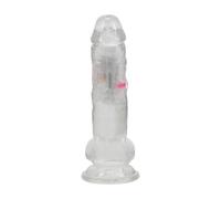 RealRock by Shots - Télécommande rechargeable sans fil - LED - Vibrante - Droite régulière avec boules 7 pouces - Transparent