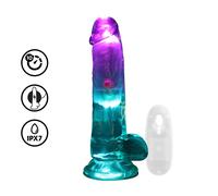 Realrock Led Glow Godemichet Vibrant Avec Testicules 15 cm
