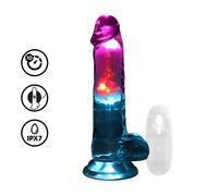 Realrock Led Glow Godemichet Vibrant Avec Testicules 18 cm