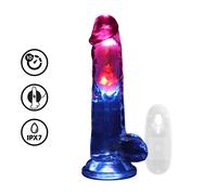 Realrock Led Glow Godemichet Vibrant Avec Testicules 20 cm