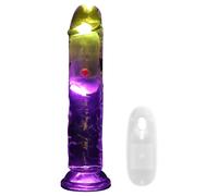 RealRock by Shots - Télécommande rechargeable sans fil - LED - Vibrante - Droite normale sans boules 17,8 cm - Transparent