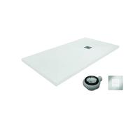 REALSHOWER - Receveur de Douche 150x70 cm en Résine avec Charges Minérales - Modèle SÉRIE 500 Antidérapant et Antibactérien - Receveur de Douche Texture Ardoise Blanc - Bonde de Vidage incluse