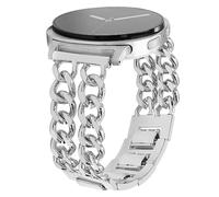 REALSIGN Bracelet en métal pour homme et femme compatible avec Samsung Galaxy Watch 8 40 mm/44 mm, Galaxy Watch 8 Classic 46 mm, bracelet à maillons cubains élégant à maillons de cowboy (argenté)