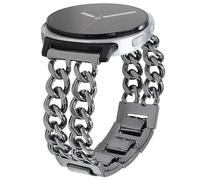 REALSIGN Bracelet en métal pour homme et femme compatible avec Samsung Galaxy Watch 8 40 mm/44 mm, Galaxy Watch 8 Classic 46 mm, bracelet à maillons cubains élégant à maillons de cowboy (noir)