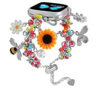 REALSIGN Joli bracelet en métal compatible avec Apple Watch 42 44 45 46 49 mm pour femme - Chaîne à maillons avec pendentifs tournesol cerise pour iWatch Series 11, 10, 9, 8, 7, 6, 5, 4 SE/Ultra 3 2 1