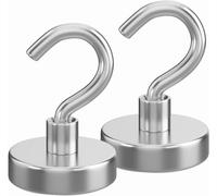 Realth 2 Pièces 48mm Crochets Magnétiques Aimants Néodyme pour Convient aux Cuisines, Entrepôts, Lieux de Travail, Garages et Bureaux (MH4802)