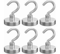 Realth 6 Pièces 25mm Crochets Magnétiques Aimants Néodyme pour Convient aux Cuisines, Entrepôts, Lieux de Travail, Garages et Bureaux (MH2506)