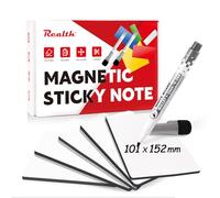 Realth Étiquettes Magnétiques Effaçables à Sec 101 x 152 mm 20 Pcs Blanc | avec 2 Marqueurs, Réutilisables et Effaçables, pour Tableau Blanc Réfrigérateur Bureau Salle de Classe