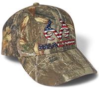 Realtree Casquette avec logo patriotique - Classique précourbé - Bandeau anti-transpiration - Snapback - 6 panneaux - Logo brodé - Logo de la marque - Patch drapeau américain - Unisexe - Camouflage