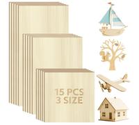 Realure 15 Contreplaqué Bois Pour Le Bricolage, 100 X 100/150/200mm | Plaque Bois Pour Le Bricolage, Contreplaqué De Qualité 1.5 mm Pour Gravure Laser, Pour Modelisme