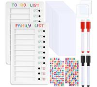Realure 2 pièces Checklist Boards, DIY Chore Chart Tableau Memoboard, Planificateur Hebdomadaire à Coller, To Do List Effaçable, 20 Papier Vierge, 4 Marqueurs pour Tableau Blanc, 4 Autocollants