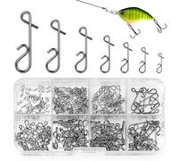 Realure 200 Pcs Fishing Barrel Swivel, 7 Tailles Émerillons de pêche 11mm-34mm, Raccordement de pêche, Inoxydable No Knot Connecteurs 2kg-12kg, Snaps Pêche Sans Noeuds Connecteurs Accessoires de pêche