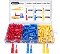 Realure 260 Pièces Cosse Electrique Ronds pour Automobile, Cosses Electriques a Sertir avec Pince à Dénuder en Plastique, 3 Types 0.5-6.0 mm² Connecteur Automobile Étanches Femelles et Mâles