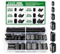 Realure 50 Noir Clip-On Ferrite Anneau Noyau pour Câbles 6 Tailles | Ferrite Antiparasite avec Clip De 3.5/5/7/9/11/13 mm, Ferrite Antiparasites Haute Fréquence pour RFI EMI, Audio et Vidéo
