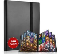 Realure 540 Pochette 30 Pages Classeur Cartes, Étanche Classeur Carte Pokemon, Noir Porte Cartes pour Cartes à Collectionner avec Élastique pour Collectionneurs et Enfants Anniversaire