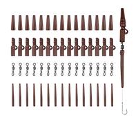 Realure 60 Pcs Clip Plomb Carpe, Clip Plomb Peche a Carpe avec Clips en Manchons Anti-enchevêtrement Queue en Caoutchouc et émerillons à Changement Rapide (Marron (60 Pcs))