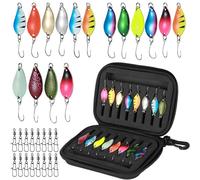 Realure Appâts pour La Truite, 16 Spoon Sets De Truites 2.5g/3.5g/5g Appâts Artificiels pour La Pêche avec Émerillon, Spoon Spinner Truite Blinker avec Boîte De Rangement, Accessoires De Pêche