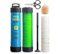 Realure Kit de Maille en PVA De 5 M avec Ciseaux 18 25 37 44 mm De Large | Accessoires De Pêche à La Carpe, Avec Entonnoir Et Système De Piston, Recharge De Sac De Pêche