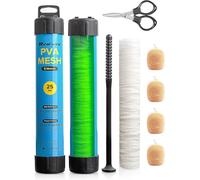 Realure Kit de Maille en PVC de 5 m avec Ciseaux, 18 mm, 25 mm, 37 mm, 44 mm de Large, Accessoires de Pêche à la Carpe avec Entonnoir et Système de Piston, Recharge de Sac de Pêche (25mm)
