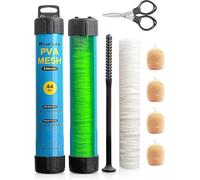 Realure Kit de Maille en PVC de 5 m avec Ciseaux, 18 mm, 25 mm, 37 mm, 44 mm de Large, Accessoires de Pêche à la Carpe avec Entonnoir et Système de Piston, Recharge de Sac de Pêche (44mm)