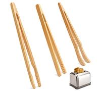 Realure Lot de 3 Pince à Toast Pince Bois Grille Pain Pince En Bois Grille Pain Pince Bambou 18-21cm Pince Enfant Adultes Pince a Grille Pain Pince Cuisine Pain Grille Fruits et Cornichons QYYX-3162