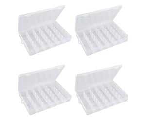 reamhome Lot de 4 boîtes de rangement en plastique transparent à 18 compartiments pour loisirs créatifs, boîte de pêche avec séparateurs