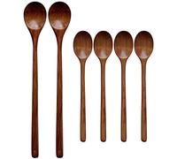 reamhome Ustensiles de cuisine Cuillère en bois, cuillère à mélanger à long manche en bois 6 pièces