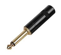 REAN NYS224BG Fiche jack mono 6,3 mm à 2 broches avec surfaces de contact plaquées or - 2 broches - Diamètre : 6 mm - Noir/doré