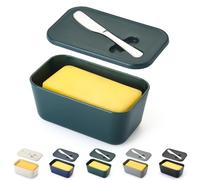 ReaNea Beurrier avec couvercle pour étagère de comptoir et de porte de réfrigérateur, porte-beurre en plastique, récipient à plateau avec couteau à beurre, lavable au lave-vaisselle