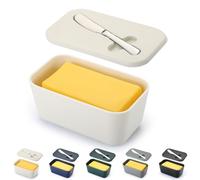 ReaNea Beurrier avec couvercle pour étagère de comptoir et de porte de réfrigérateur, porte-beurre en plastique, récipient à plateau avec couteau à beurre, lavable au lave-vaisselle