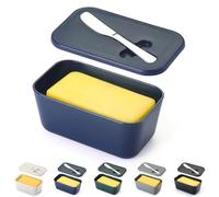 ReaNea Beurrier avec couvercle pour étagère de comptoir et de porte de réfrigérateur, porte-beurre en plastique, récipient à plateau avec couteau à beurre, lavable au lave-vaisselle