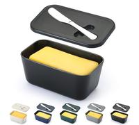 ReaNea Beurrier avec couvercle pour étagère de comptoir et de porte de réfrigérateur, porte-beurre en plastique, récipient à plateau avec couteau à beurre, lavable au lave-vaisselle
