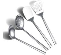 ReaNea Ensemble d’ustensiles de cuisine en acier inoxydable 4 pièces comprend un ensemble de spatules en métal, une écumoire de cuisine, une louche à soupe, des gadgets de cuisine