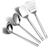 ReaNea Ensemble d’ustensiles de cuisine en acier inoxydable 4 pièces comprend un ensemble de spatules en métal, une écumoire de cuisine, une louche à soupe, des gadgets de cuisine