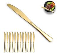 ReaNea Ensemble de 12 couteaux de table en or, couteau à beurre en acier inoxydable et titane plaqué or, couteaux de table pour la maison, le restaurant, l’hôtel, le mariage, les événements