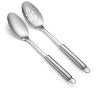 ReaNea Ensemble de cuillères de cuisine en acier inoxydable solide à fente, ensemble d'ustensiles de cuisine, mélange, service, mélange, grandes cuillères, cadeaux pour la maison, le restaurant