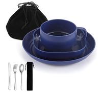 ReaNea Ensemble d'ustensiles de Camping avec Tasse à café, Couverts de Voyage Comprenant cuillère, Fourchette, Couteau pour la Maison, la Piscine, l'extérieur, Le Pique-Nique, Le Camping
